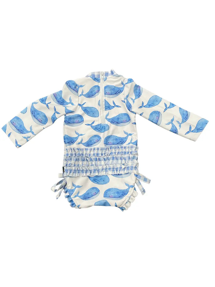 Whales - Ruffle Bottom Swimsuit