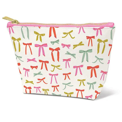 Colorful bow print zipper makeup pouch