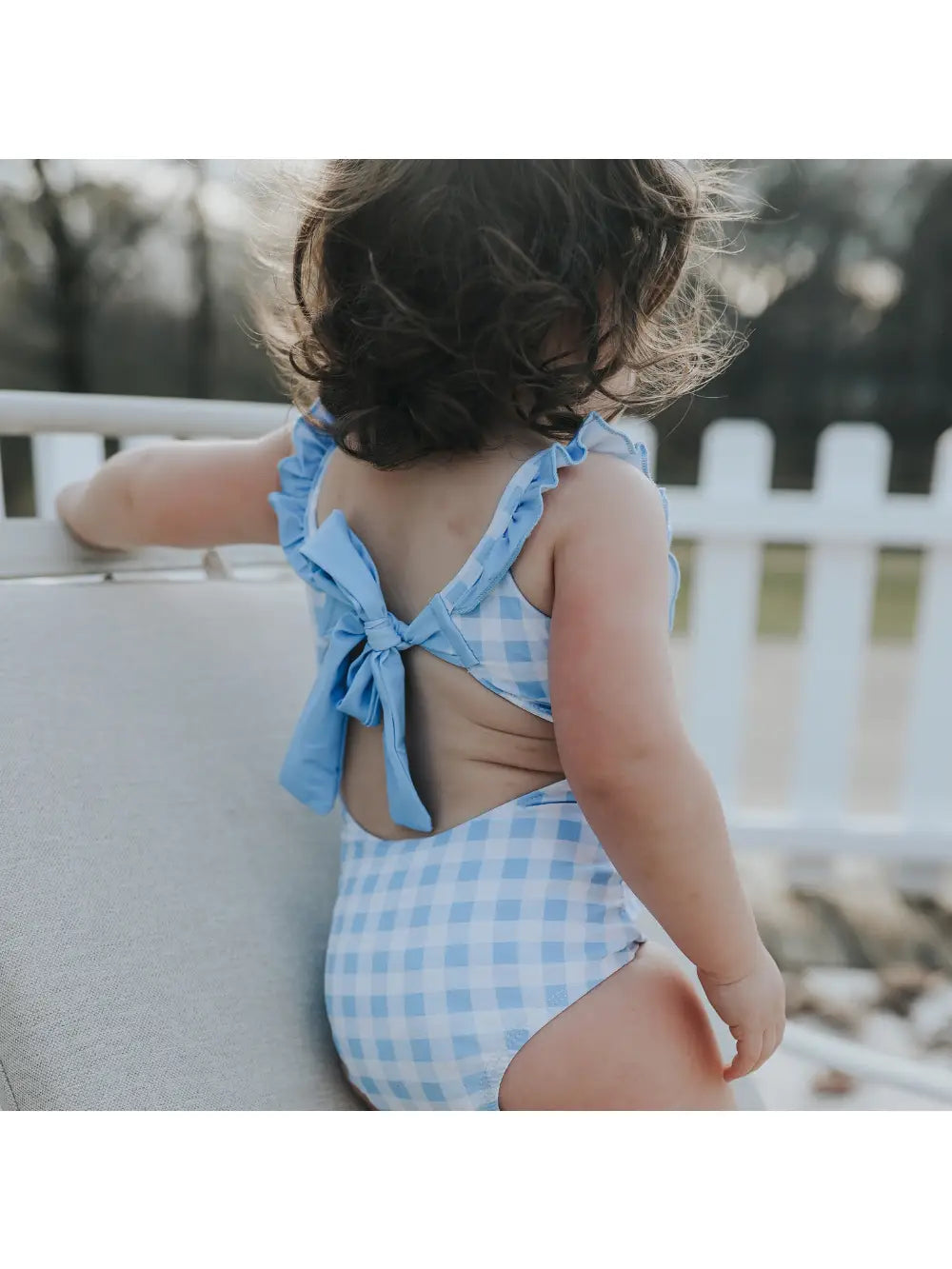 Blue Gingham Bow Back Swimsuit