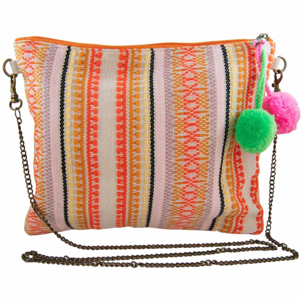 Multicolored Sequined Arrow Clutch Bag