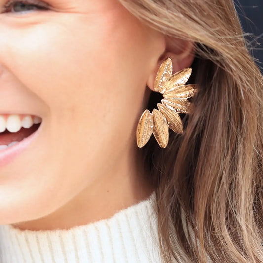 Textured Gold Wing Earrings