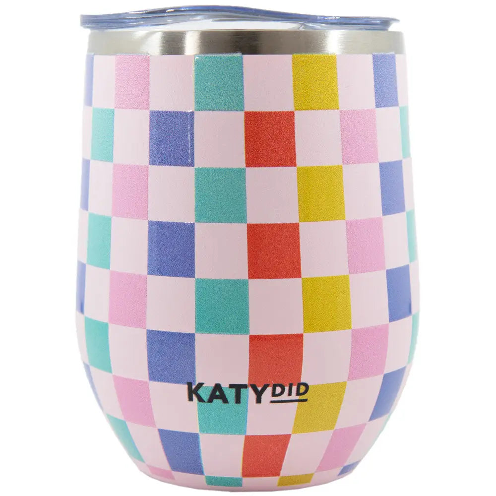 Multicolored Checkered Wine Tumbler Cup