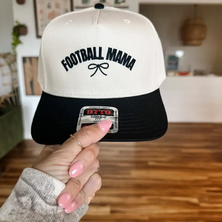 Football Mama Bow Embroidered Baseball Cap