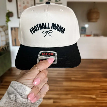 Football Mama Bow Embroidered Baseball Cap