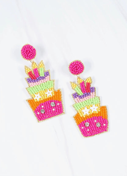 Saved By The Cake Beaded Earrings