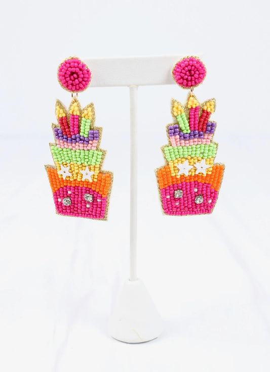 Saved By The Cake Beaded Earrings