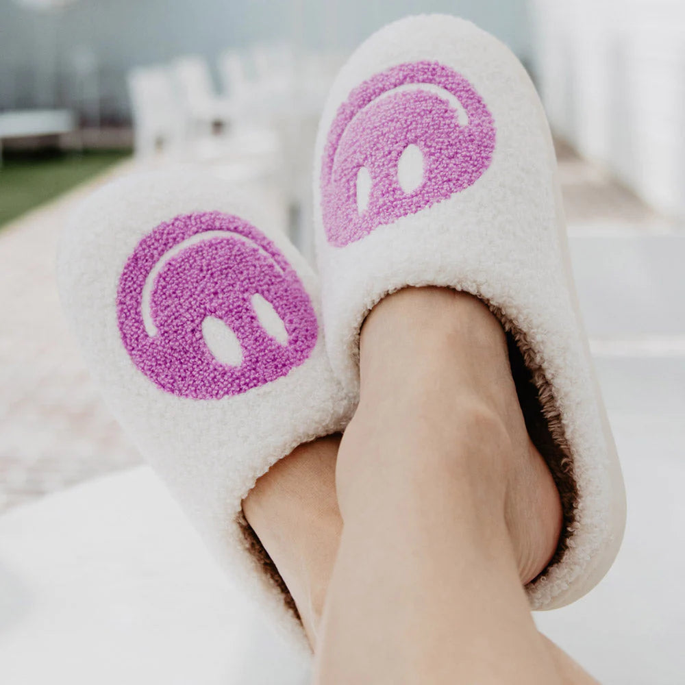 Orchid Happy Face Slippers