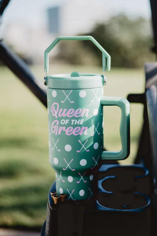 Queen of the Green Golf Tumbler with Lid Handle