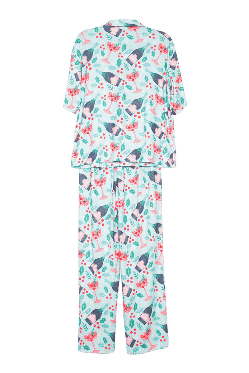 Holiday pajama set on a white background