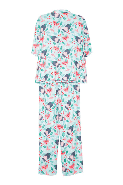 Holiday pajama set on a white background