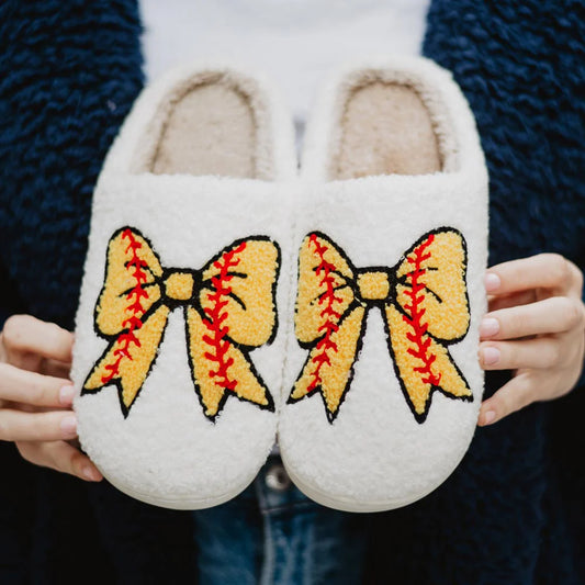 Softball Bow Slippers