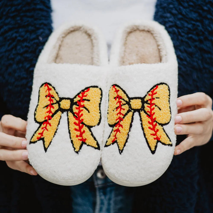 Softball Bow Slippers