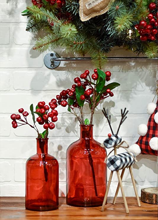 Spanish Red Holiday Vases Set of 3